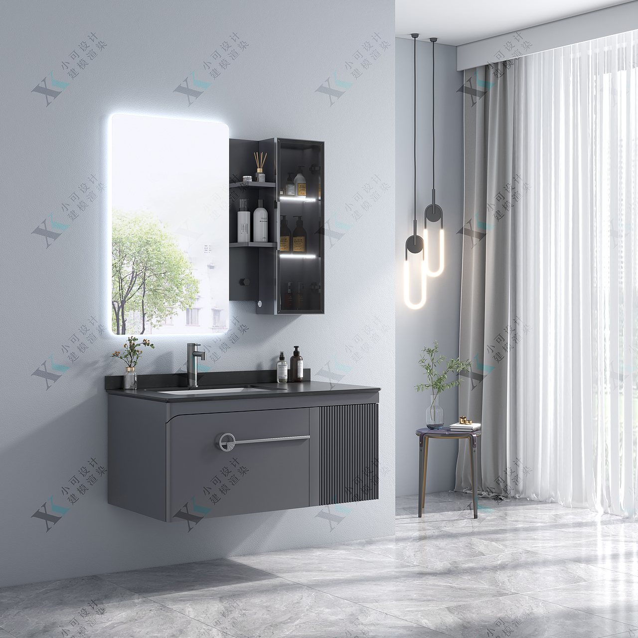 浴室柜效果图设计 建模 渲染 设计 3D制作 洗手台（图ZMjQ0MDM2NzI0） - 产品 - 站酷设计师钱塘小可原创素材 - 站酷ZCOOL
