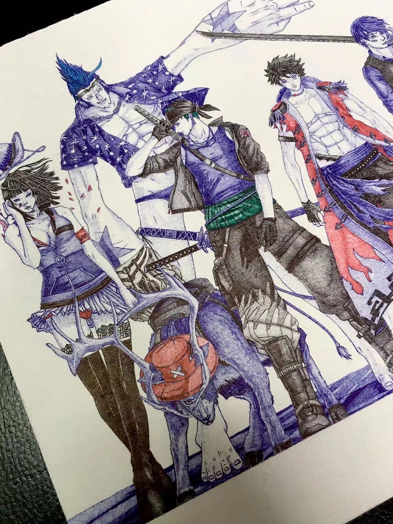 海贼王合影——圆珠笔画（图ZOTMyNTU4NjA=） - 绘画 - 站酷设计师441137411原创素材 - 站酷ZCOOL