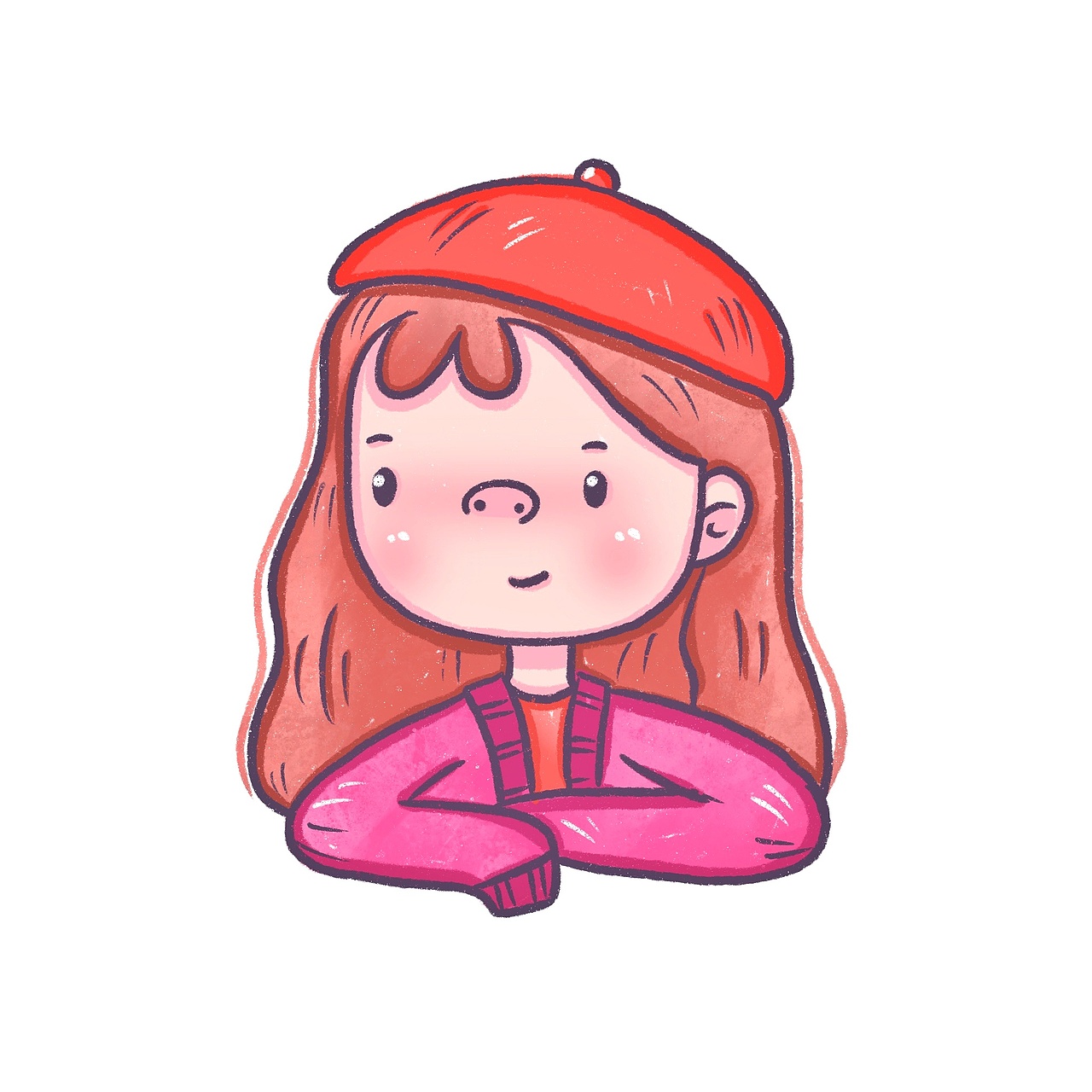 花栀子插画:戴帽子的可爱女生头像