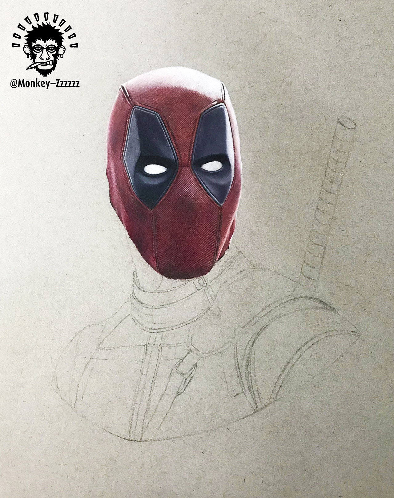 MZ彩鉛手繪-死侍（圖ZOTkxMTA3MTI=） - 繪畫 - 站酷設(shè)計(jì)師MZ_先森原創(chuàng)素材 - 站酷ZCOOL