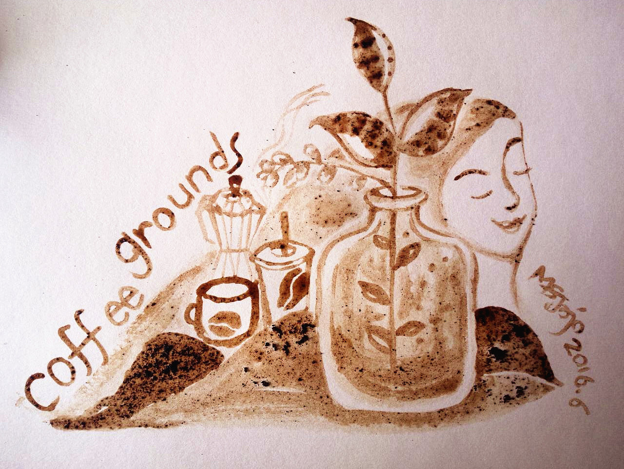 逼格可以用渣子玩起咖啡渣画