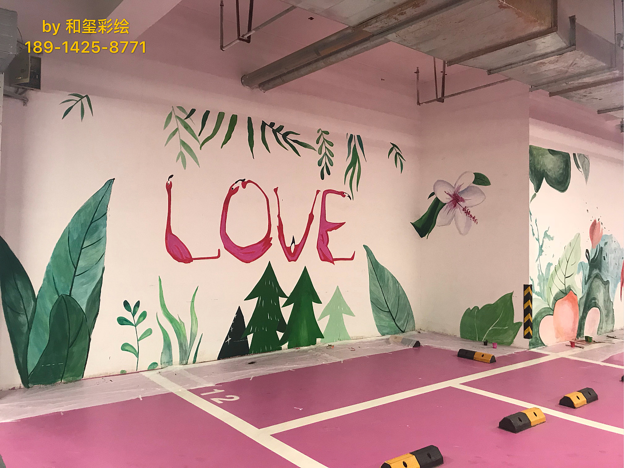 火烈鸟主题车库|插画|新锐潮流插画|和玺彩绘 - 原创作品 - 站酷