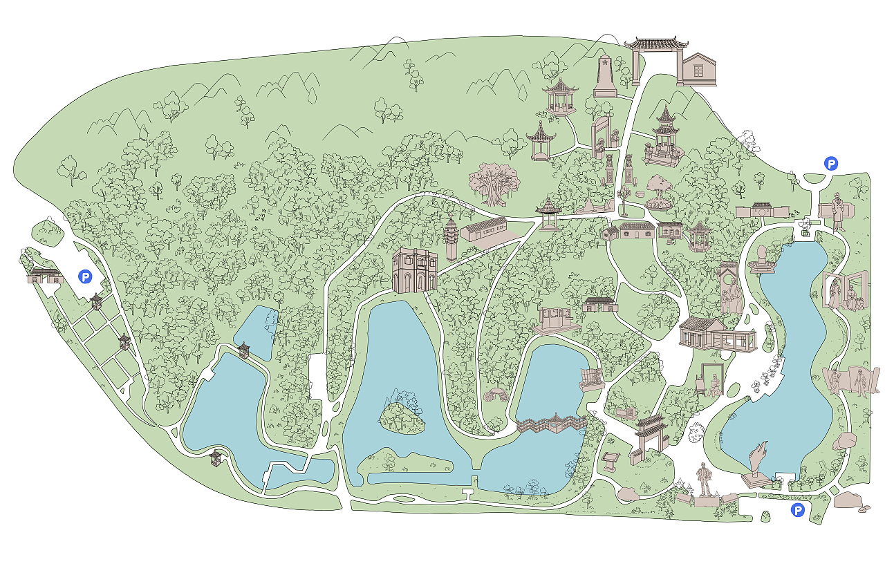 珠海唐家共乐园地图手绘设计