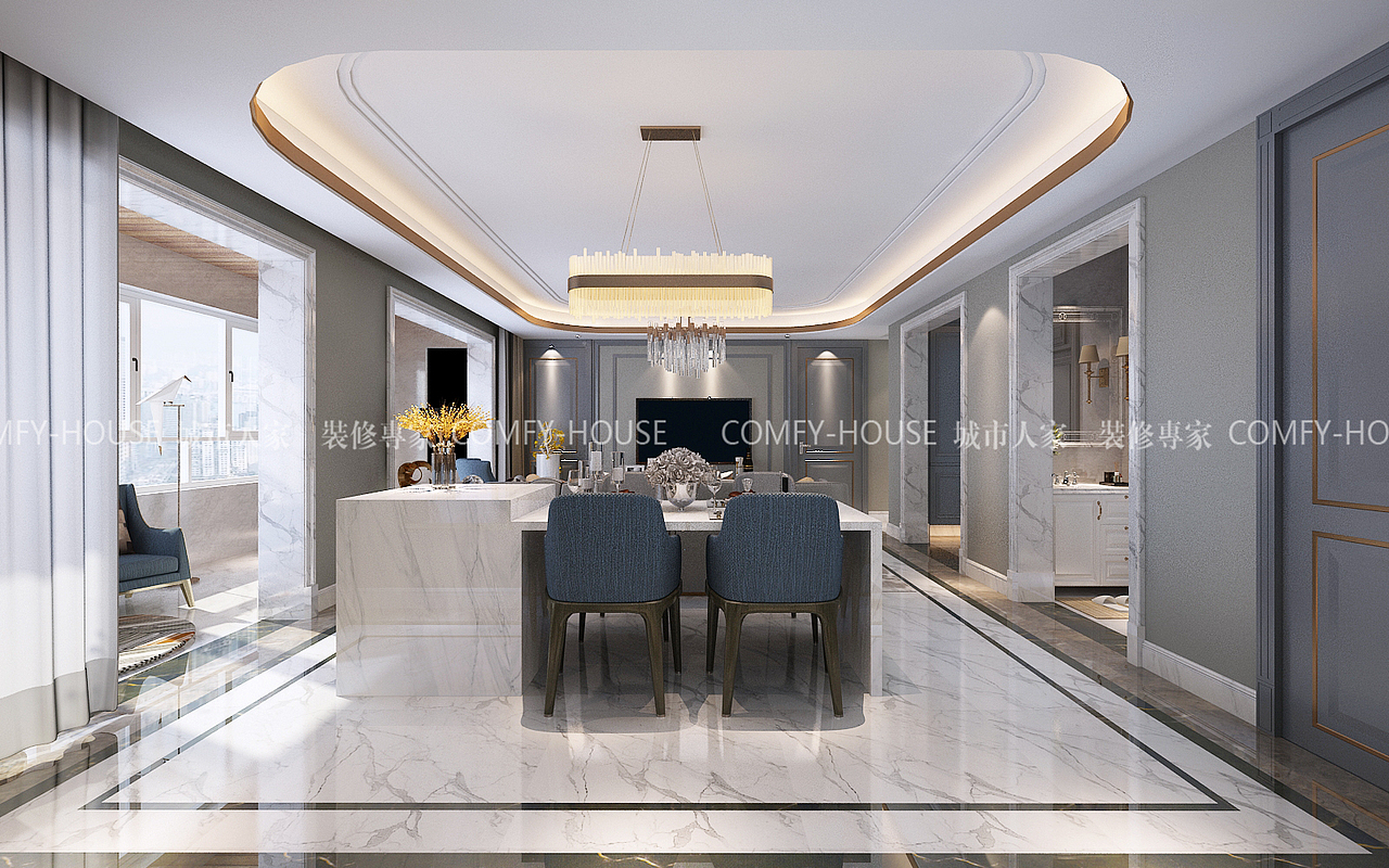 湖畔樾山现代轻奢风格装修——济南城市人家装饰