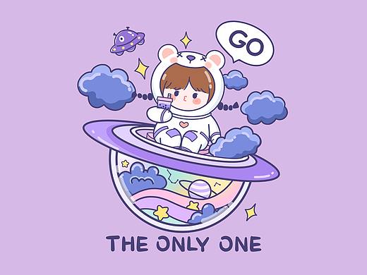 紫色星空 可爱卡通 服装图案设计