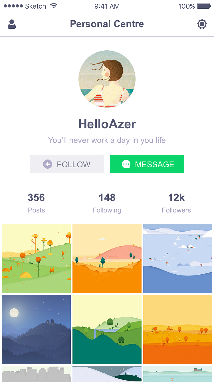 个人中心（图ZNzI1MzEzMzY=） - APP界面 - 站酷设计师面包树上的妹子原创素材 - 站酷ZCOOL