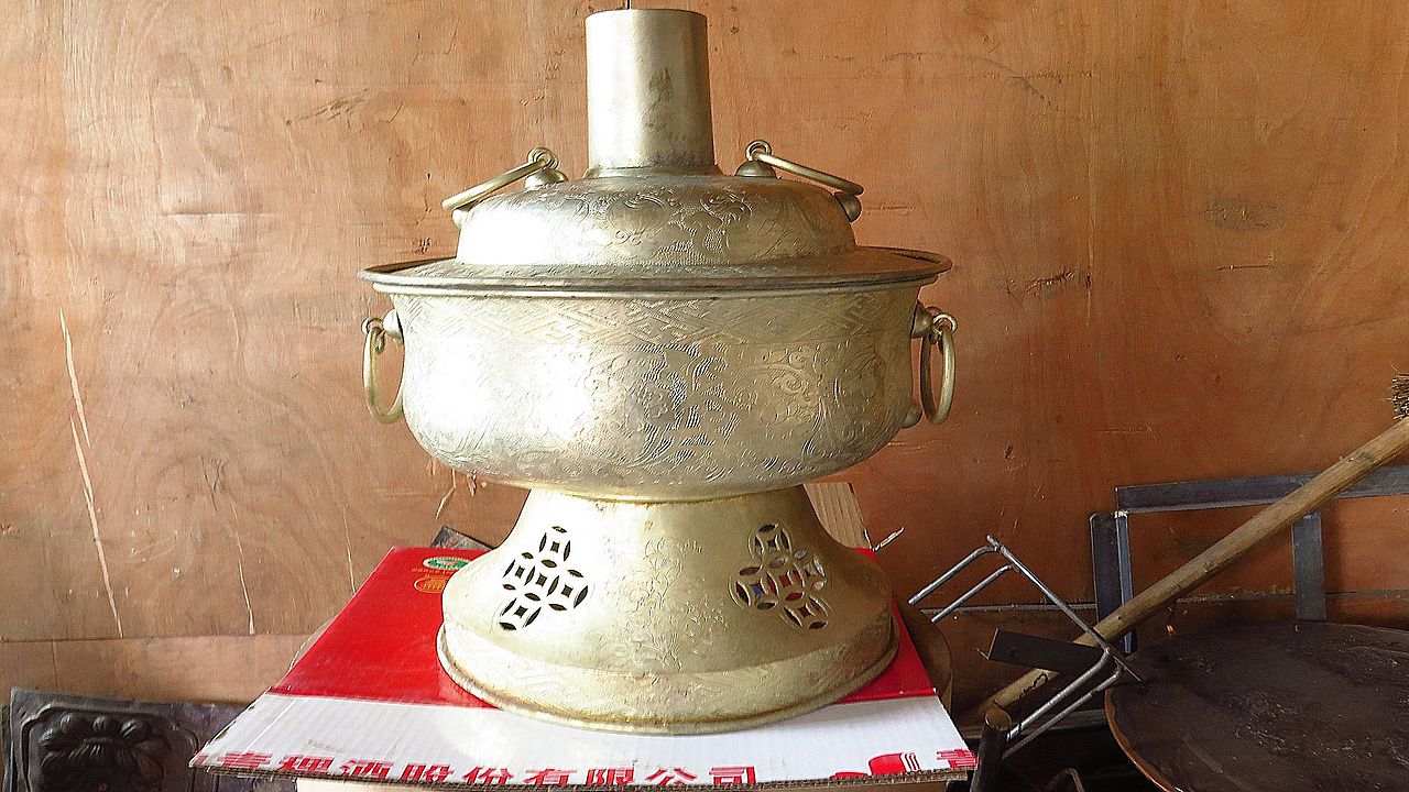 青藏铜匠手工錾刻雕花精美火锅藏式藏族火锅精美暖锅
