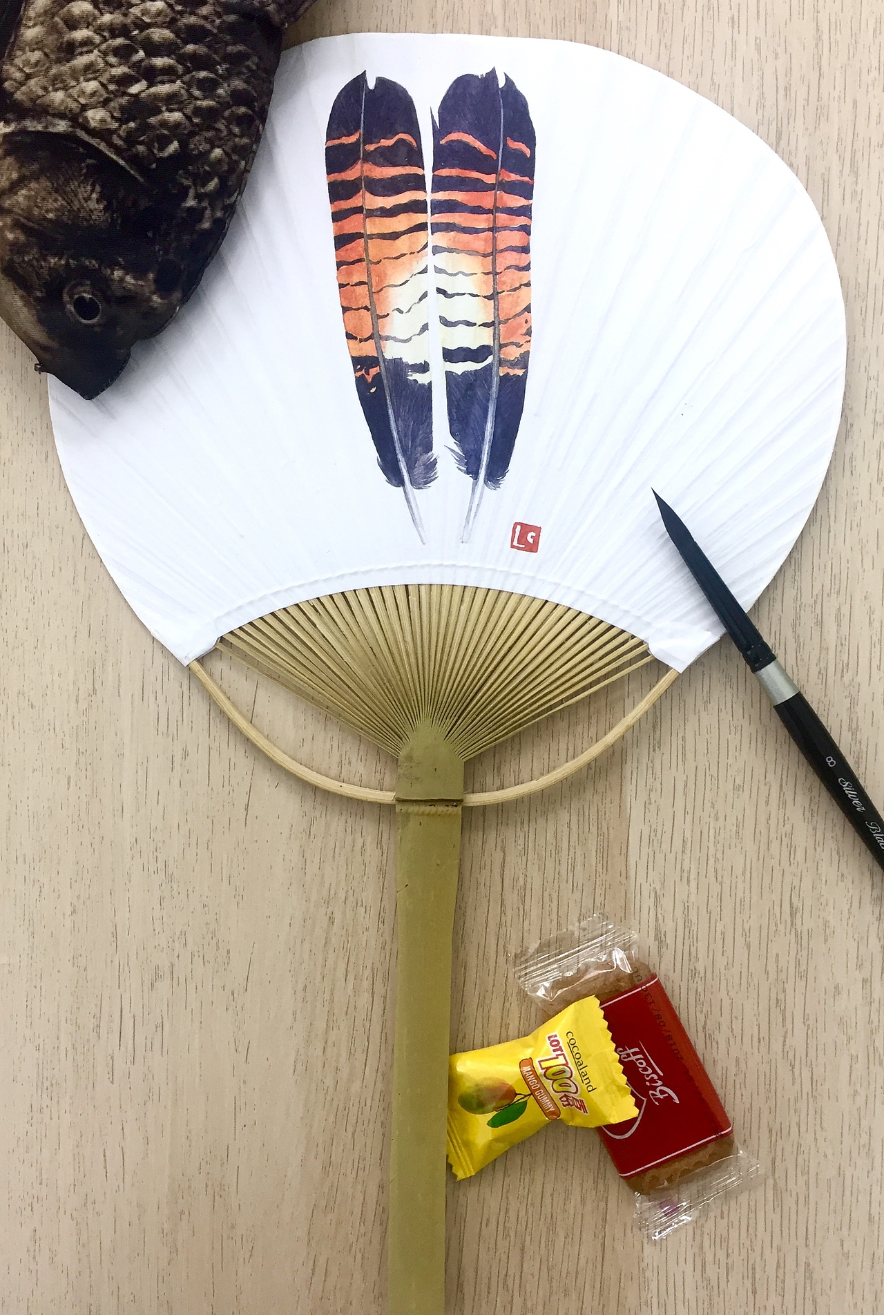 水彩扇子（图ZMTE5MDA5Mzg0） - 艺术插画 - 站酷设计师喵喵LC原创素材 - 站酷ZCOOL