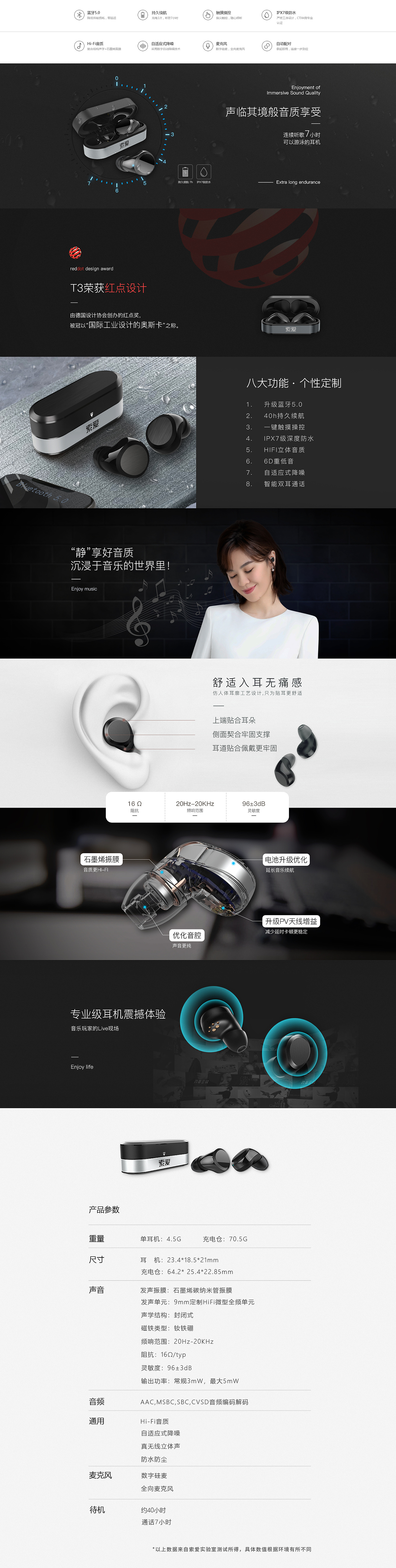 产品详情页蓝牙耳机