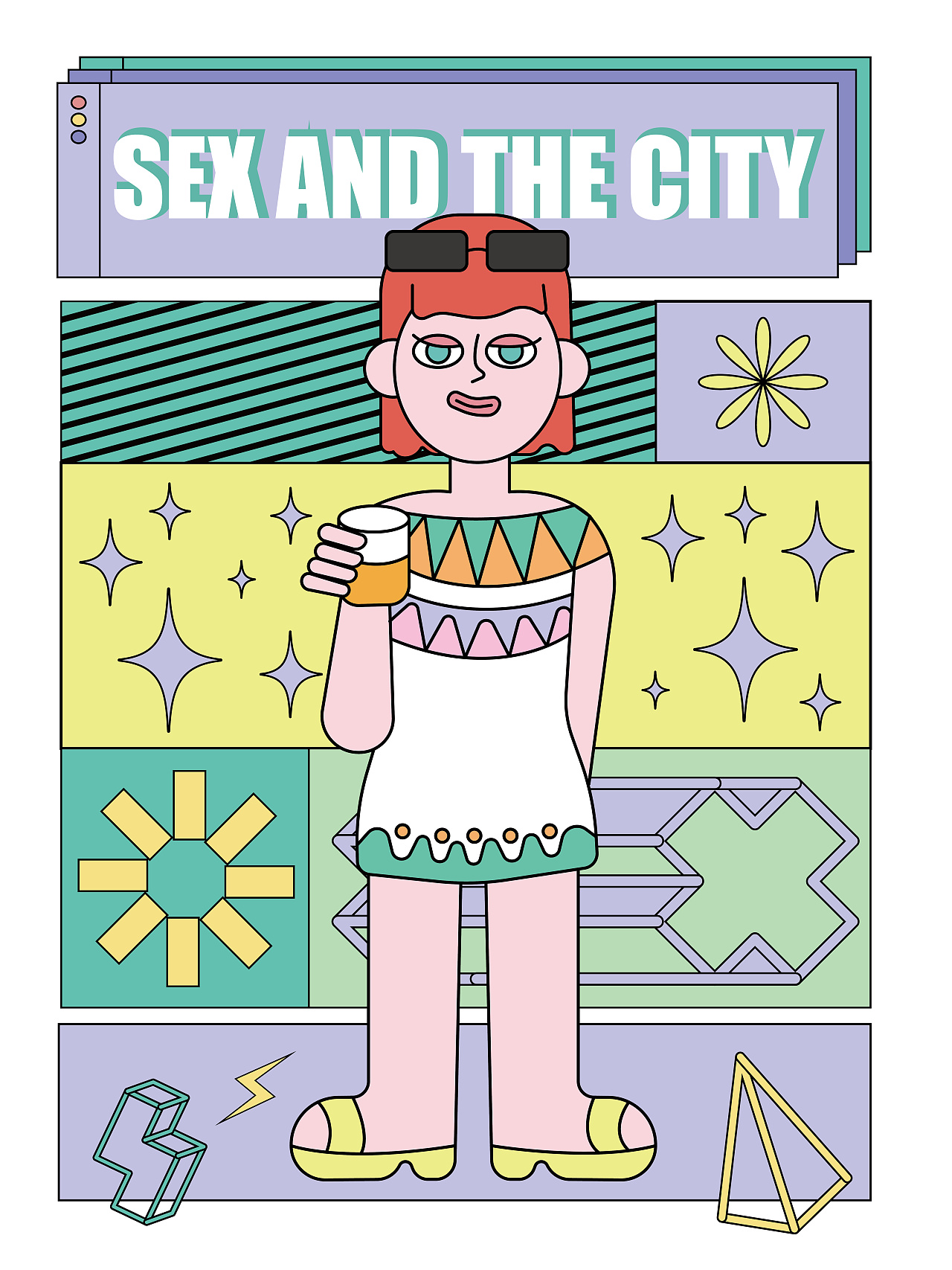 原创插画|孟菲斯风格|猜猜是什么经典美剧?