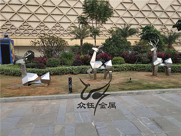 大型园林广场不锈钢小鹿雕塑 摆件