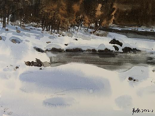 水彩雪景