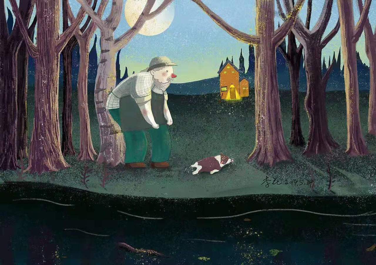 老人與小狗（圖ZMTg0MDQwNzUy） - 兒童插畫 - 站酷設(shè)計(jì)師插畫師李花原創(chuàng)素材 - 站酷ZCOOL