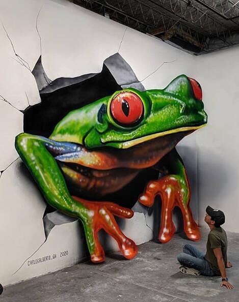 【网红打卡】热门打卡3d立体涂鸦墙绘创作_手绘墙绘