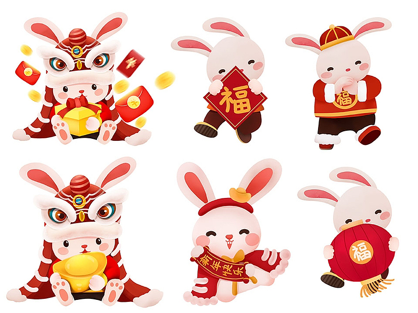 新年元素组合（图ZMzI0NjQ1OTQ0） - 商业插画 - 站酷设计师喵喵萌hhx原创素材 - 站酷ZCOOL