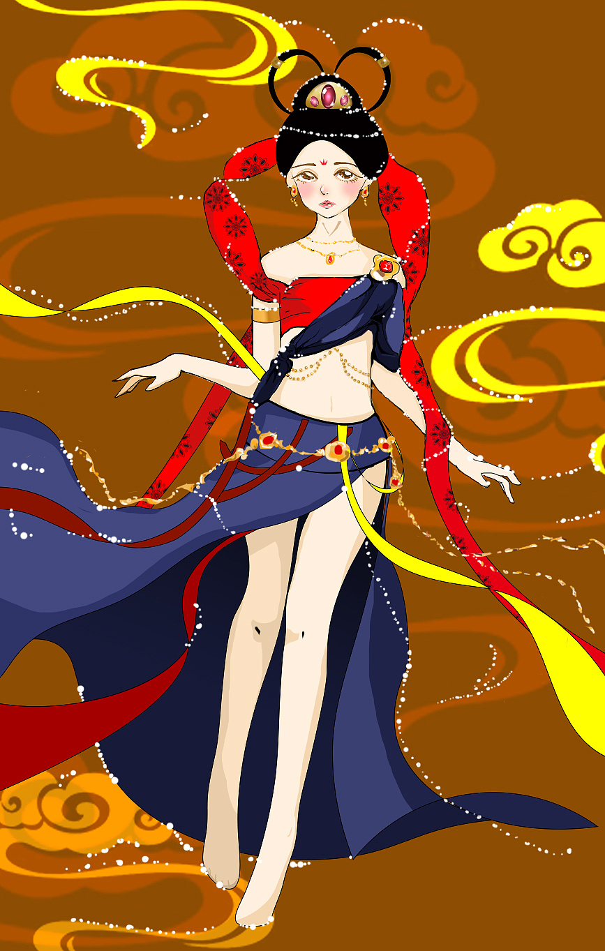 古典敦煌插画|插画|创作习作|赵御瑾与贺乔宴