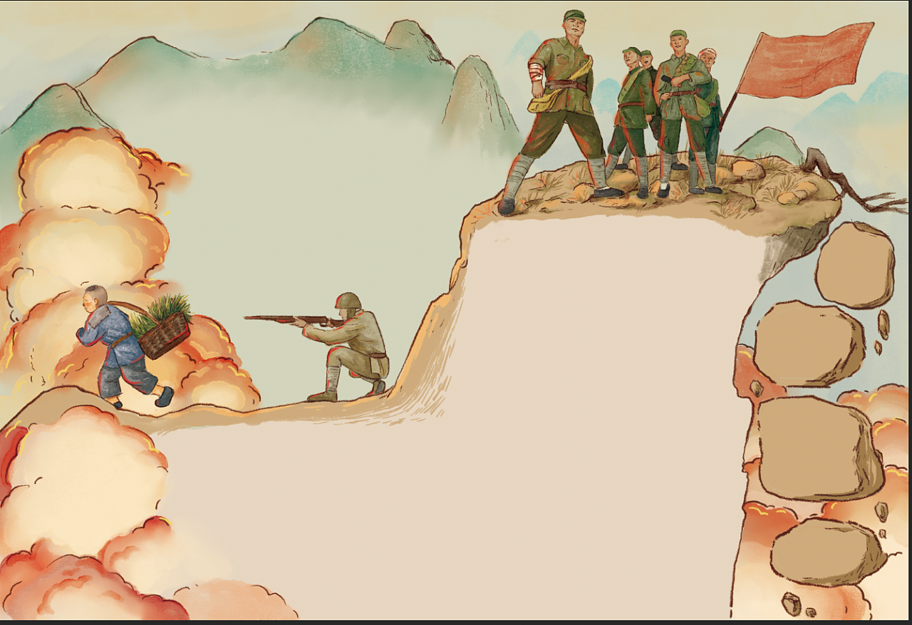狼牙山五壮士(已商用)|插画|儿童插画|猪叶子er - 原创作品 - 站酷