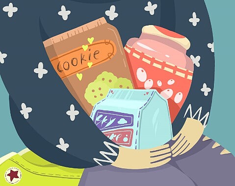 m土拨鼠原创插画-零食女孩