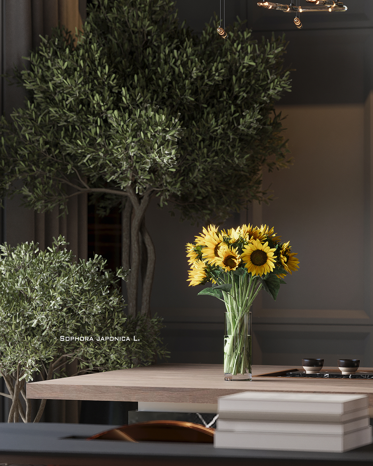 家装暗金调渲染