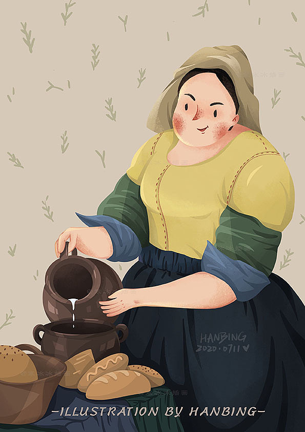 名画转插画（图ZMjE3NzE4MTQw） - 儿童插画 - 站酷设计师寒冰冰冰原创素材 - 站酷ZCOOL