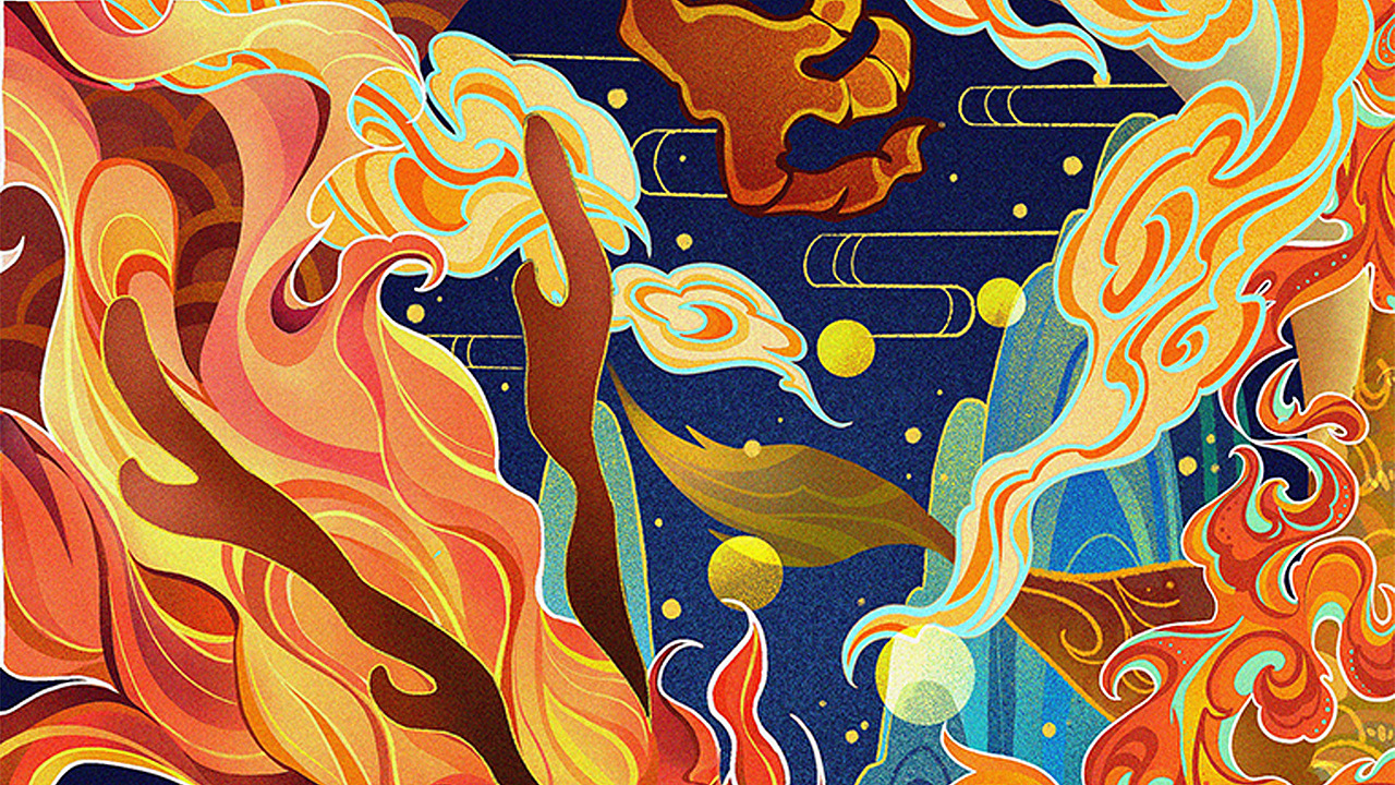 国潮插画《踏月》丨四神兽系列——龙