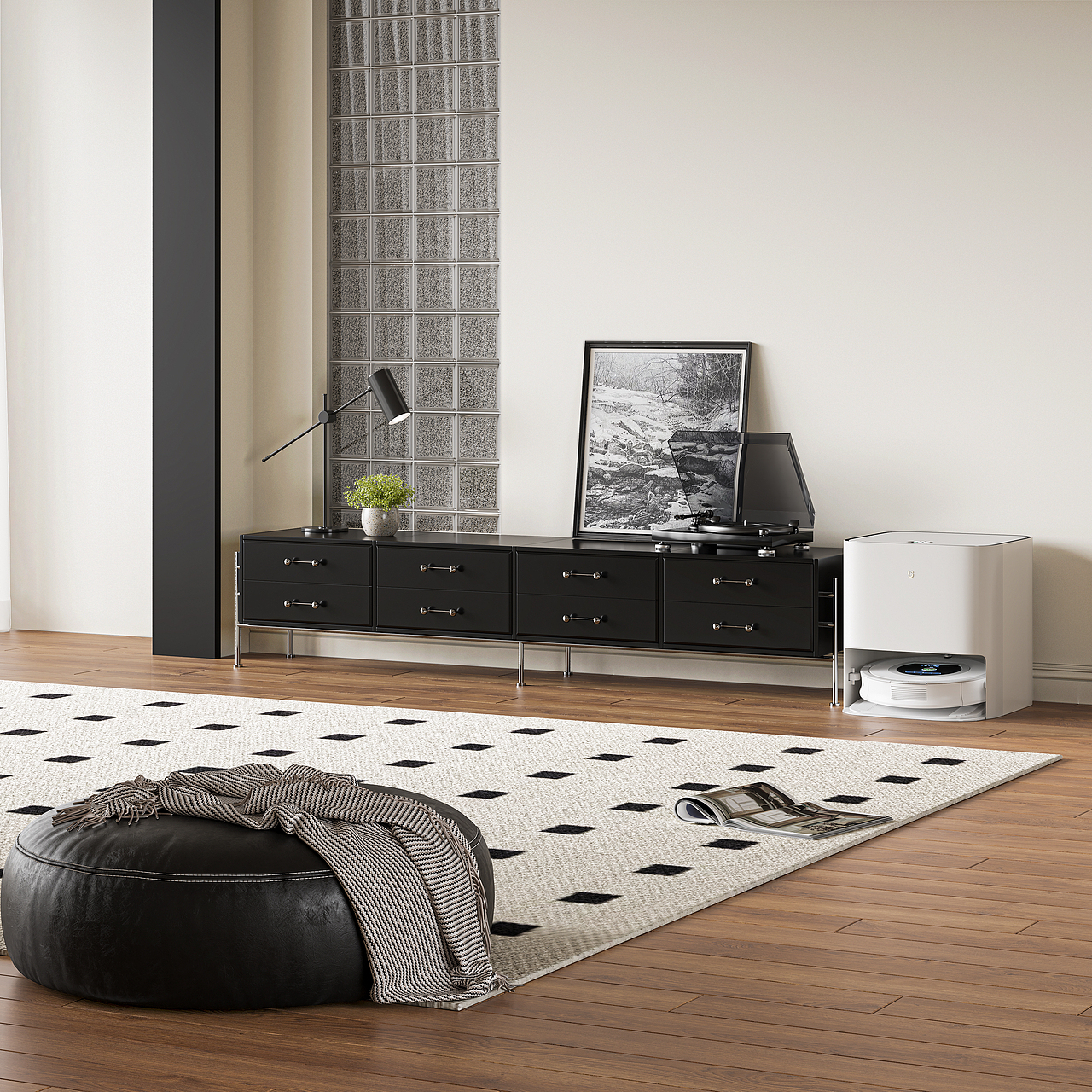 简约黑色电视柜