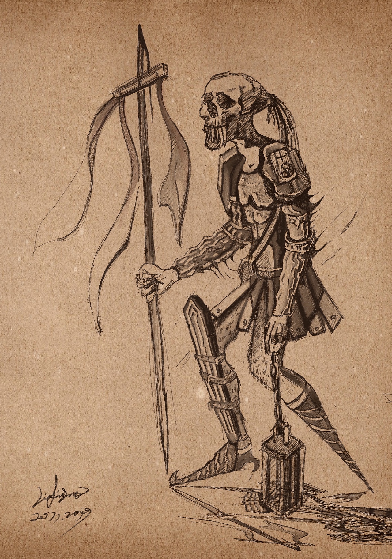 手绘插画骷髅兵（图ZMTk0NDI1MzE2） - 创作习作 - 站酷设计师雲枫FFF疯了原创素材 - 站酷ZCOOL