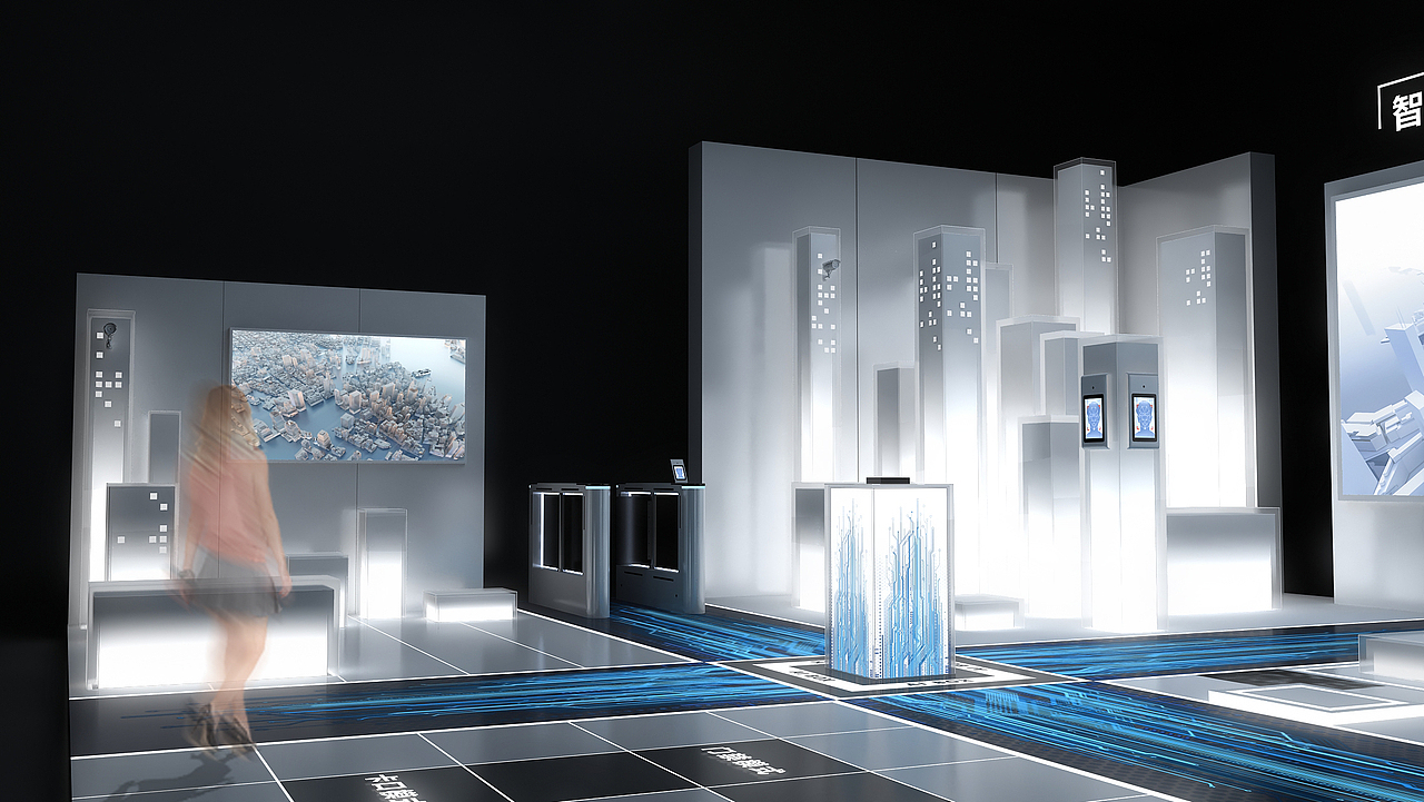 科技展廳——智慧安保展項(xiàng)（圖ZMjg4MDQ0NDU2） - 展陳設(shè)計(jì) - 站酷設(shè)計(jì)師YHuanMa原創(chuàng)素材 - 站酷ZCOOL