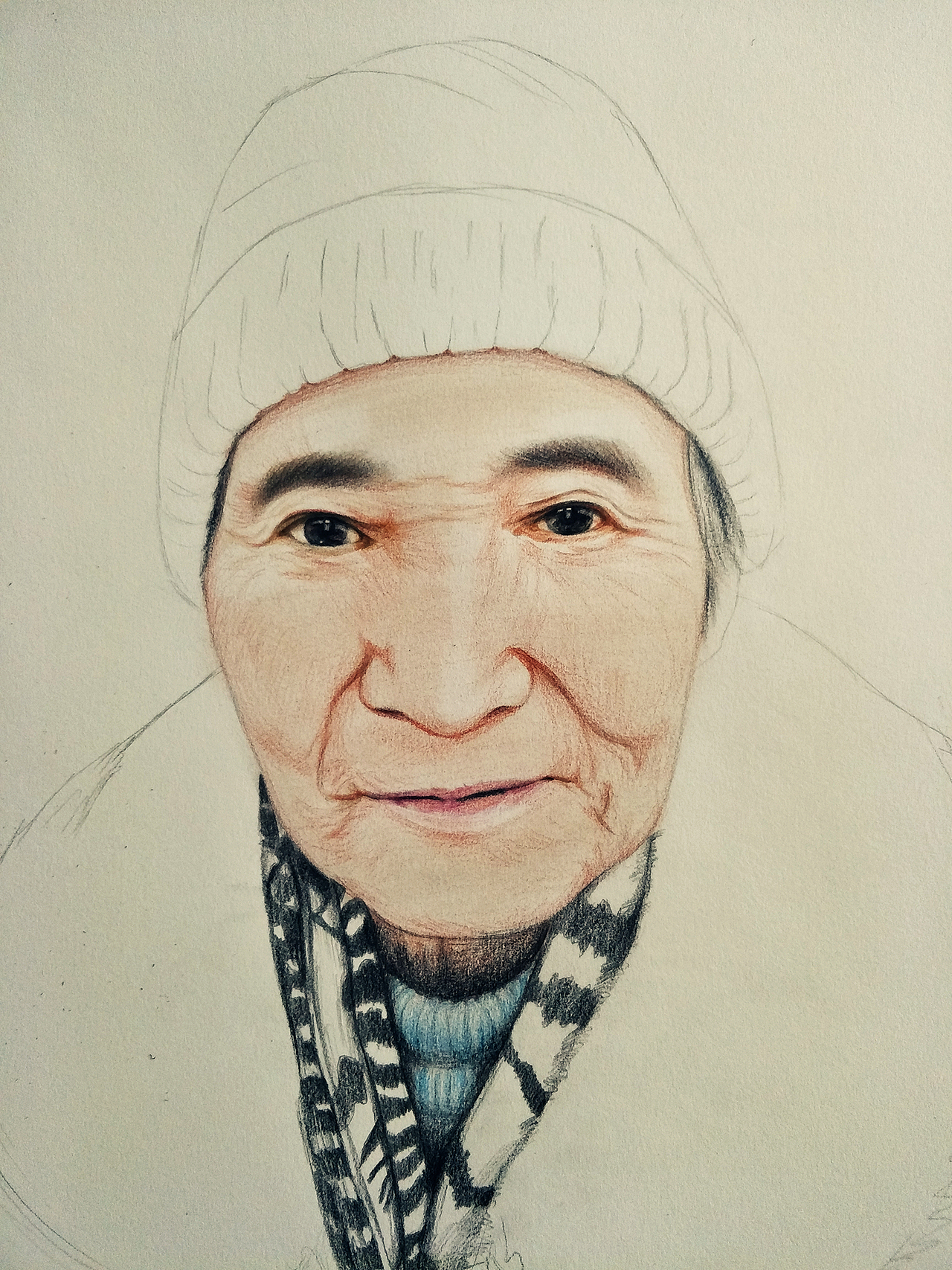 彩铅手绘老人肖像画---叶青（过程）（图ZNzE5NjQyMjQ=） - 绘画 - 站酷设计师yeqingms原创素材 - 站酷ZCOOL