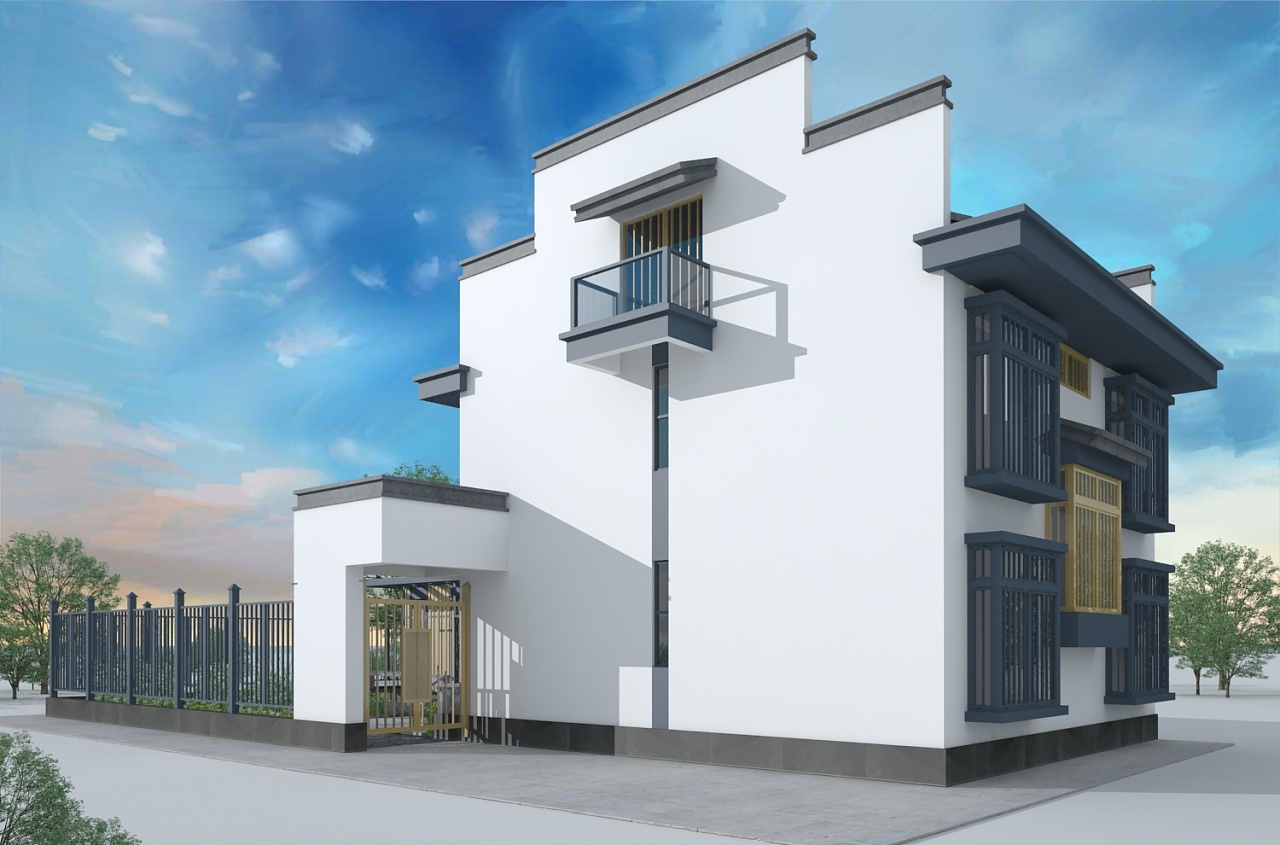 农村二层房屋设计,自建房别墅设计,新中式