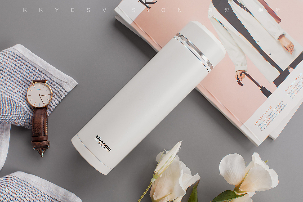 保温杯茶杯杯子不锈钢 静物拍摄商业摄影