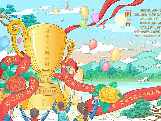 校园插画——南校60周年校庆画卷