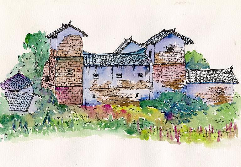 客家古堡（图ZMTI0NTI0NTA0） - 艺术插画 - 站酷设计师wxp512820原创素材 - 站酷ZCOOL