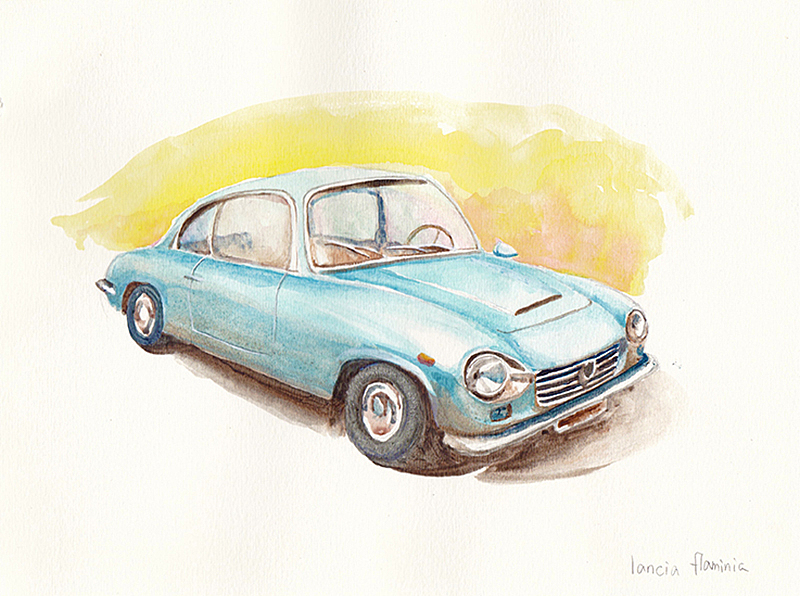 YOHO杂志汽车水彩插画