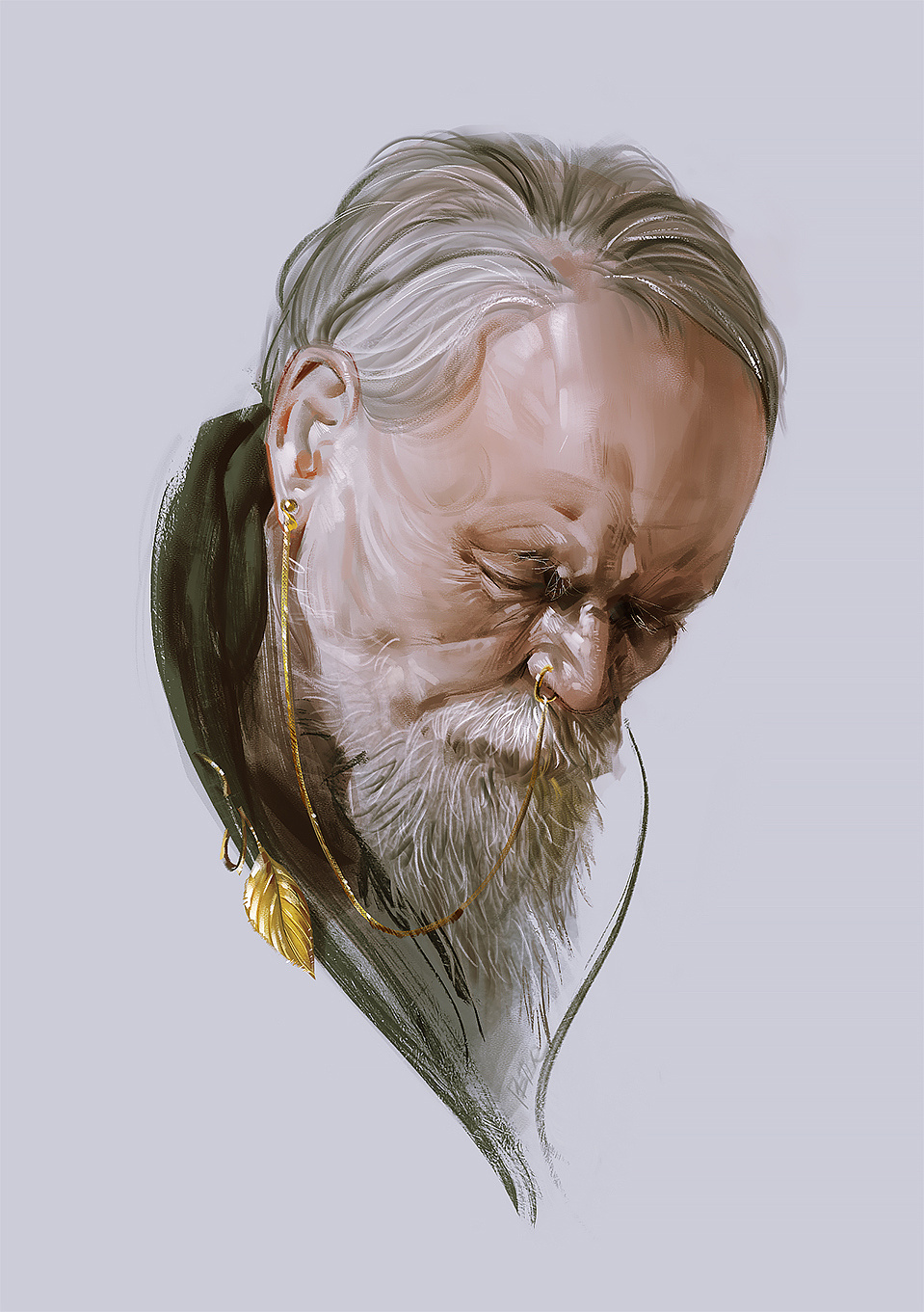 画个老头的头像,感觉还不错呢