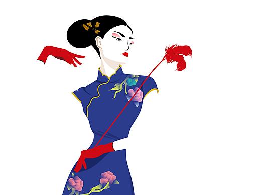 老上海名媛插画（个人主页-ZNDcyMjk2MTI=） - 商业插画 - 站酷设计师飞起来吧寒小灼原创素材 - 站酷ZCOOL