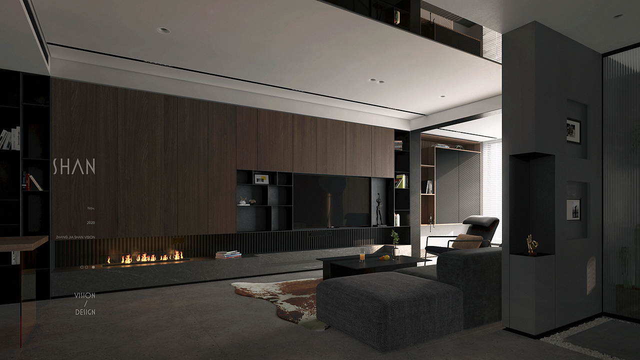 SHAN丨暗调系单身住宅设计及效果表现（图ZMjM0NjUwOTI0） - 家装设计 - 站酷设计师聿亘丨SHAN原创素材 - 站酷ZCOOL