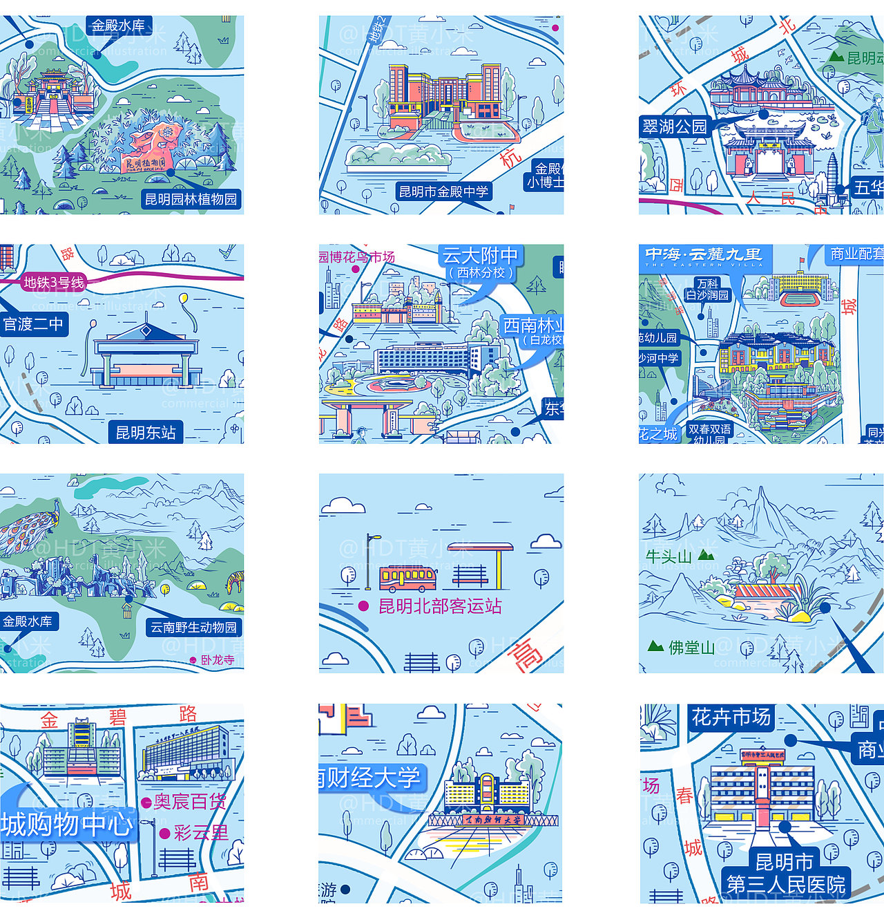 昆明 中海手绘生活地图（图ZMjE5ODU3ODcy） - 商业插画 - 站酷设计师HDT黄小米原创素材 - 站酷ZCOOL
