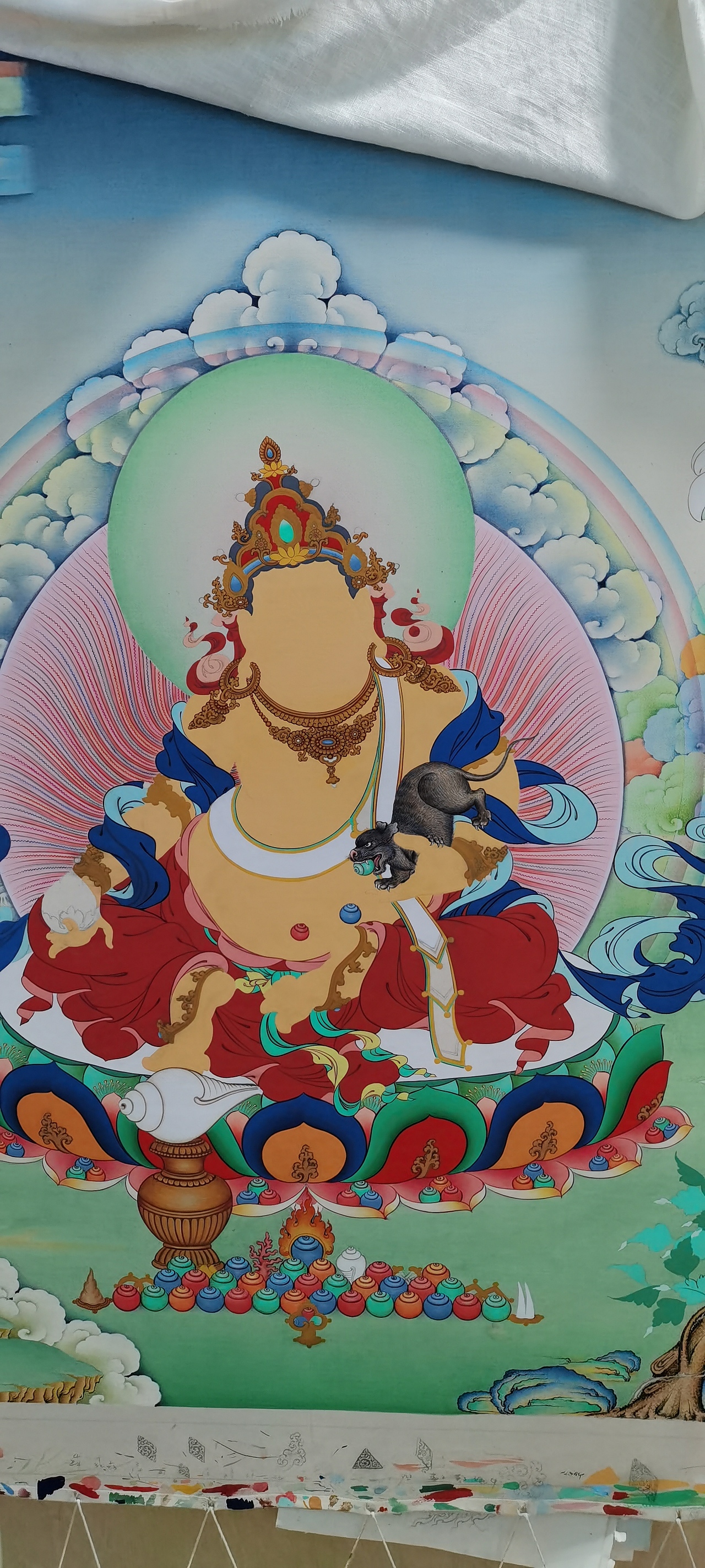 1举报收藏分享原创作品纯艺术绘画黄财神纯手绘唐卡绘画艺术可定制
