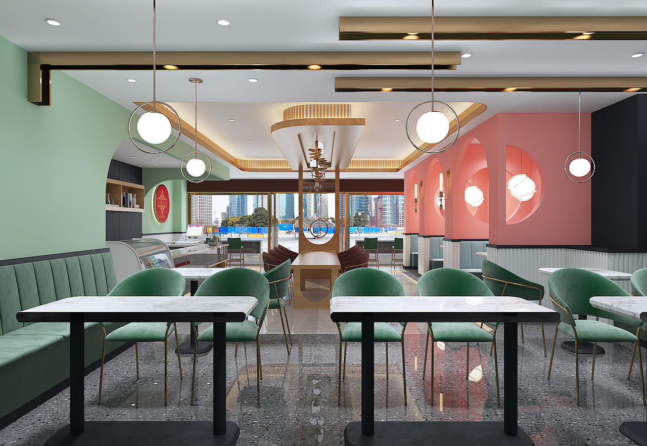 春阳茶事奶茶店效果图（图ZMTgyNTU0NTYw） - 家装设计 - 站酷设计师是小豪哥啊原创素材 - 站酷ZCOOL