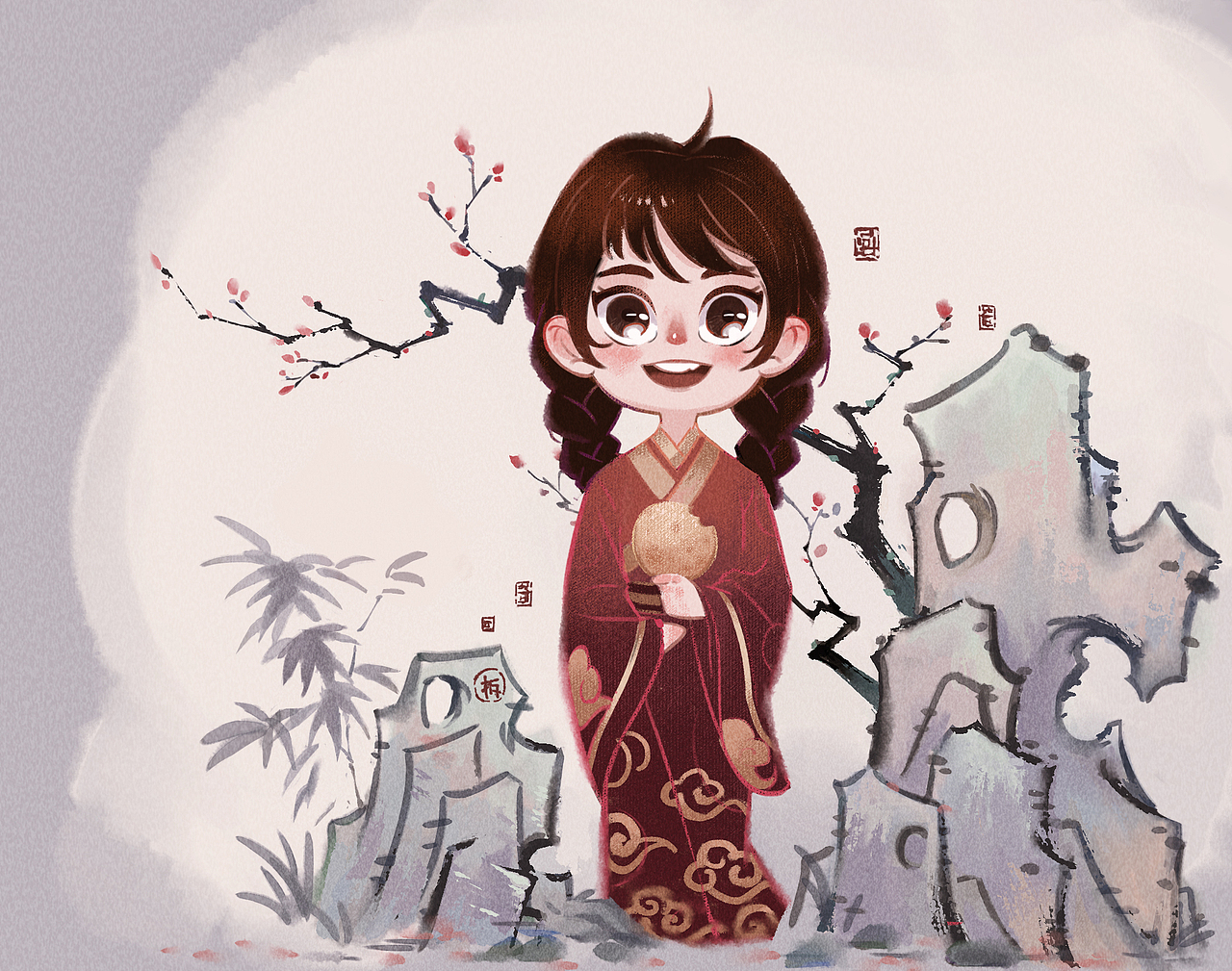 尝试下可爱古风（图ZMjA4MDkzMzMy） - 商业插画 - 站酷设计师安曦原创素材 - 站酷ZCOOL
