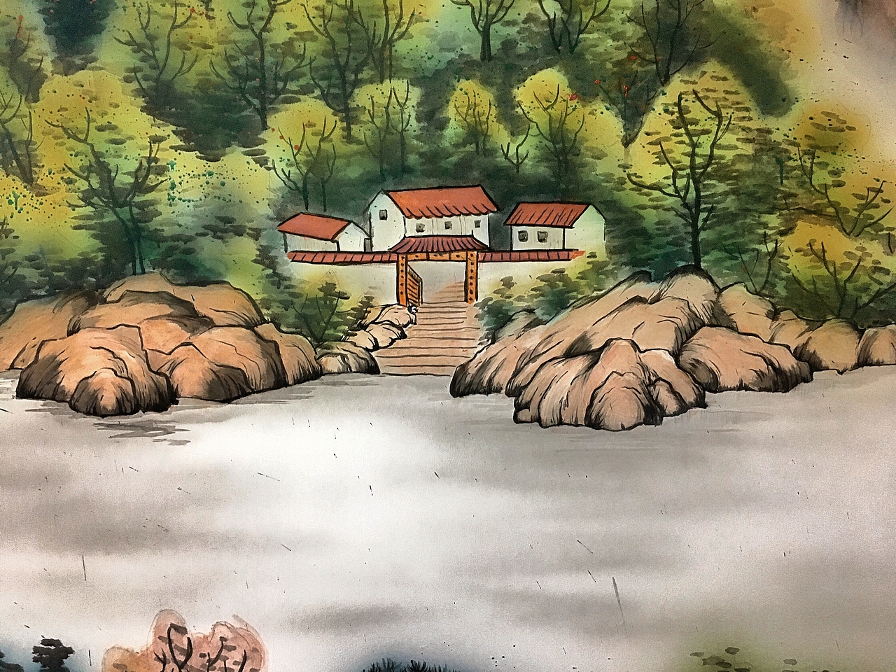 山水画《源远流长》(风水图)