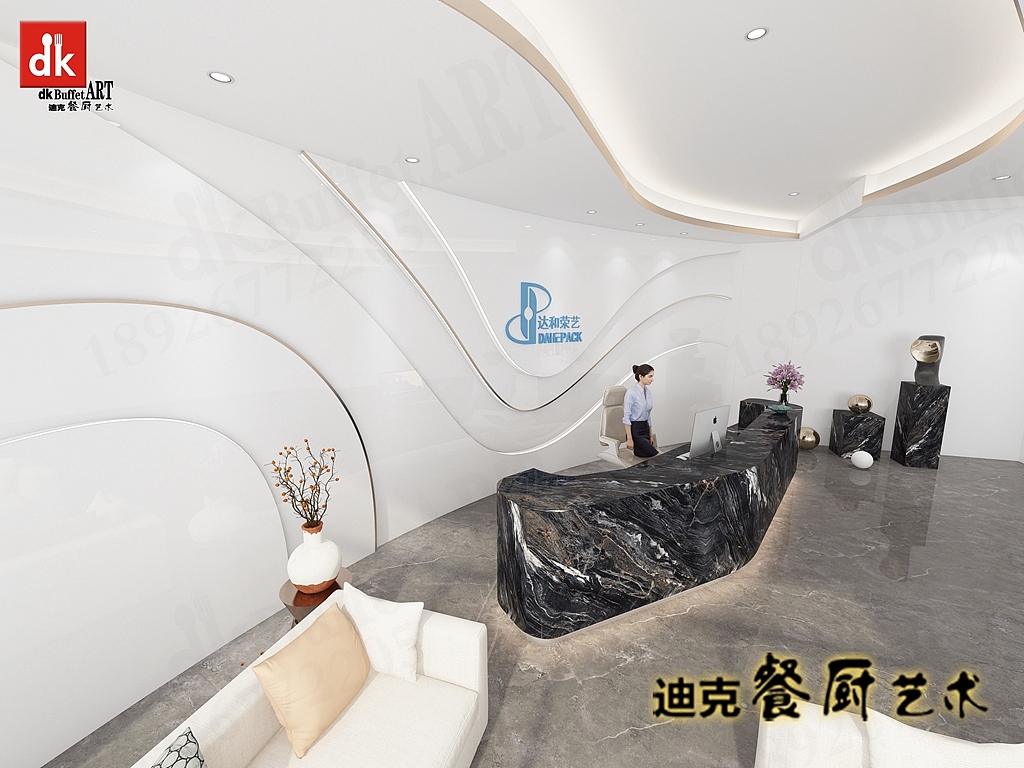 商用大理石公司办公前台接待台自助餐厅咨客台制作工厂