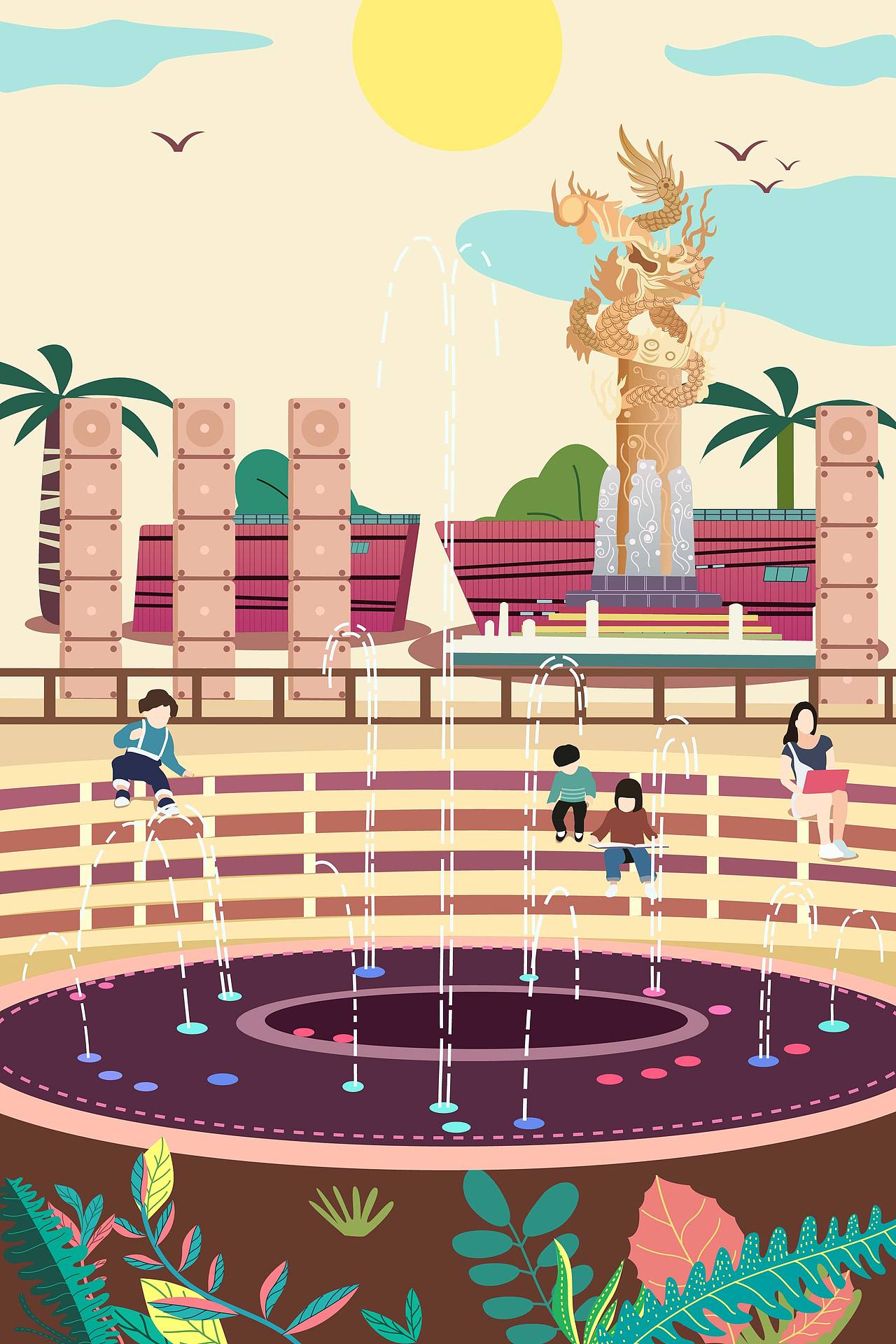 深圳龙岗新十景插画