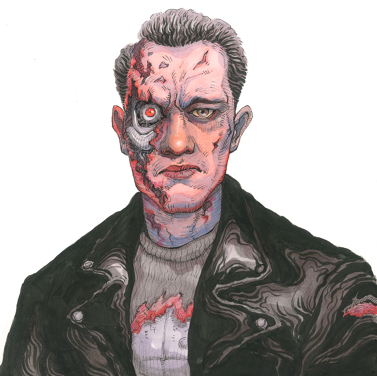 2016年9月5日画,终结者2里的阿诺德74施瓦辛格