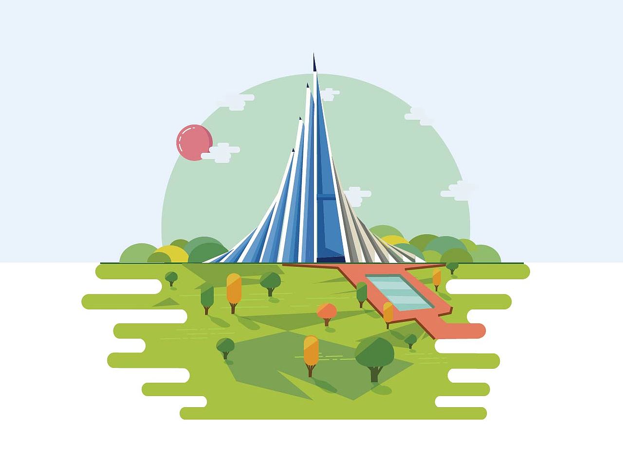 高耸建筑物风景插画（图ZODQxMTg3ODQ=） - 创作习作 - 站酷设计师吴静就是个丑女原创素材 - 站酷ZCOOL