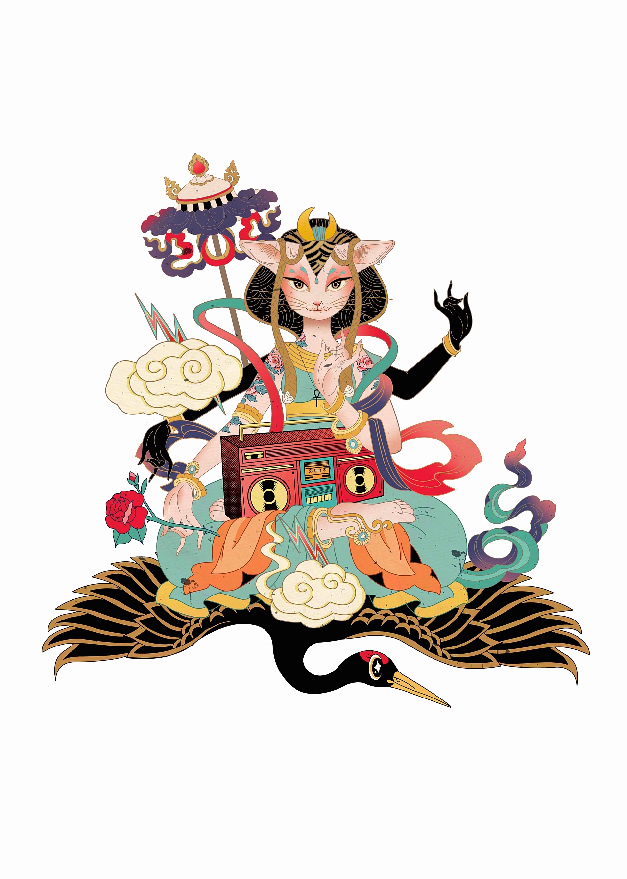 蒸汽波敦煌（图ZMjMyNDYyMTMy） - 商业插画 - 站酷设计师曹立定定原创素材 - 站酷ZCOOL