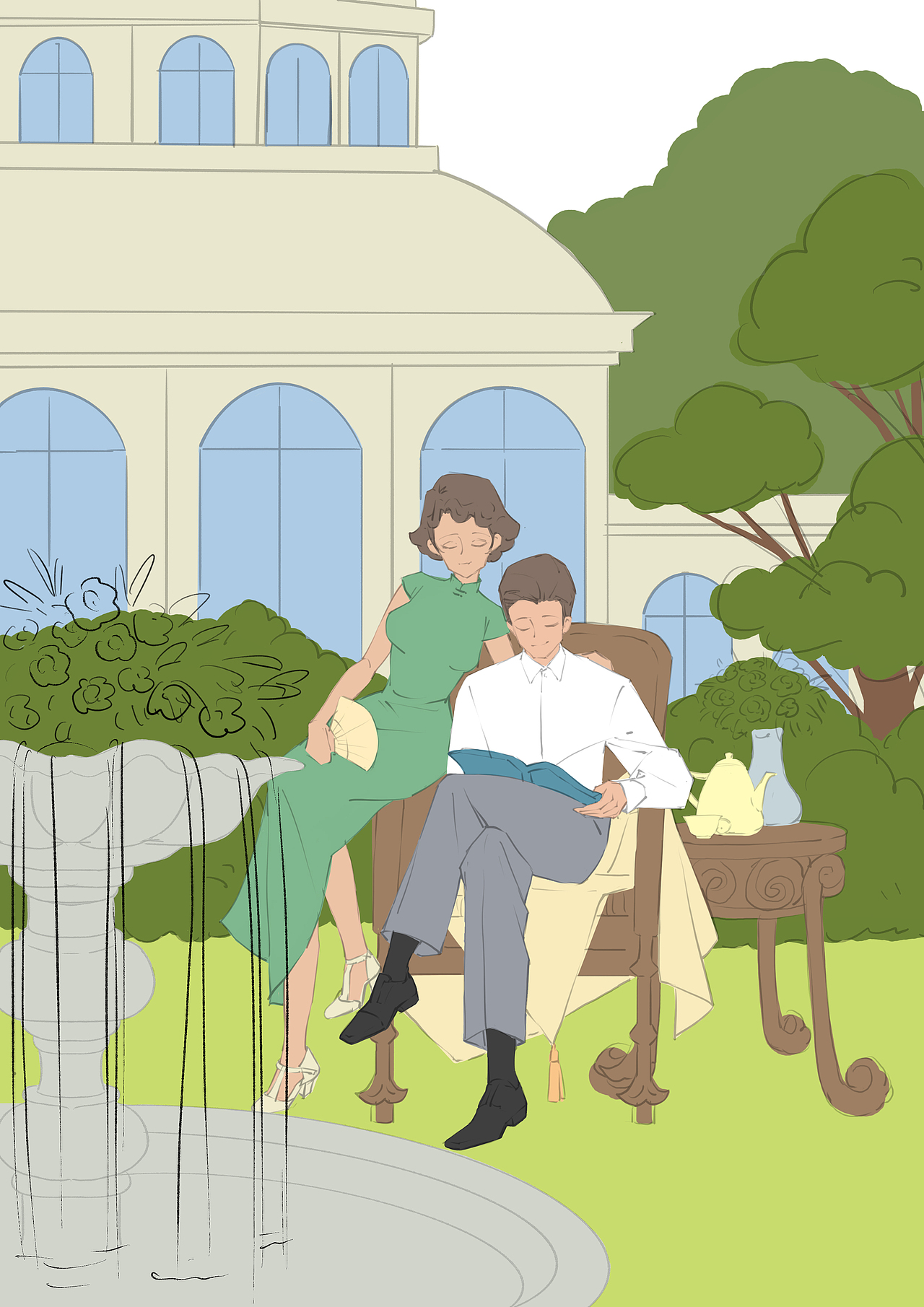 画师繁星计划 第二周作业 民国花园（图ZMzEyNzYzNzk2） - 创作习作 - 站酷设计师阿黎阿黎原创素材 - 站酷ZCOOL