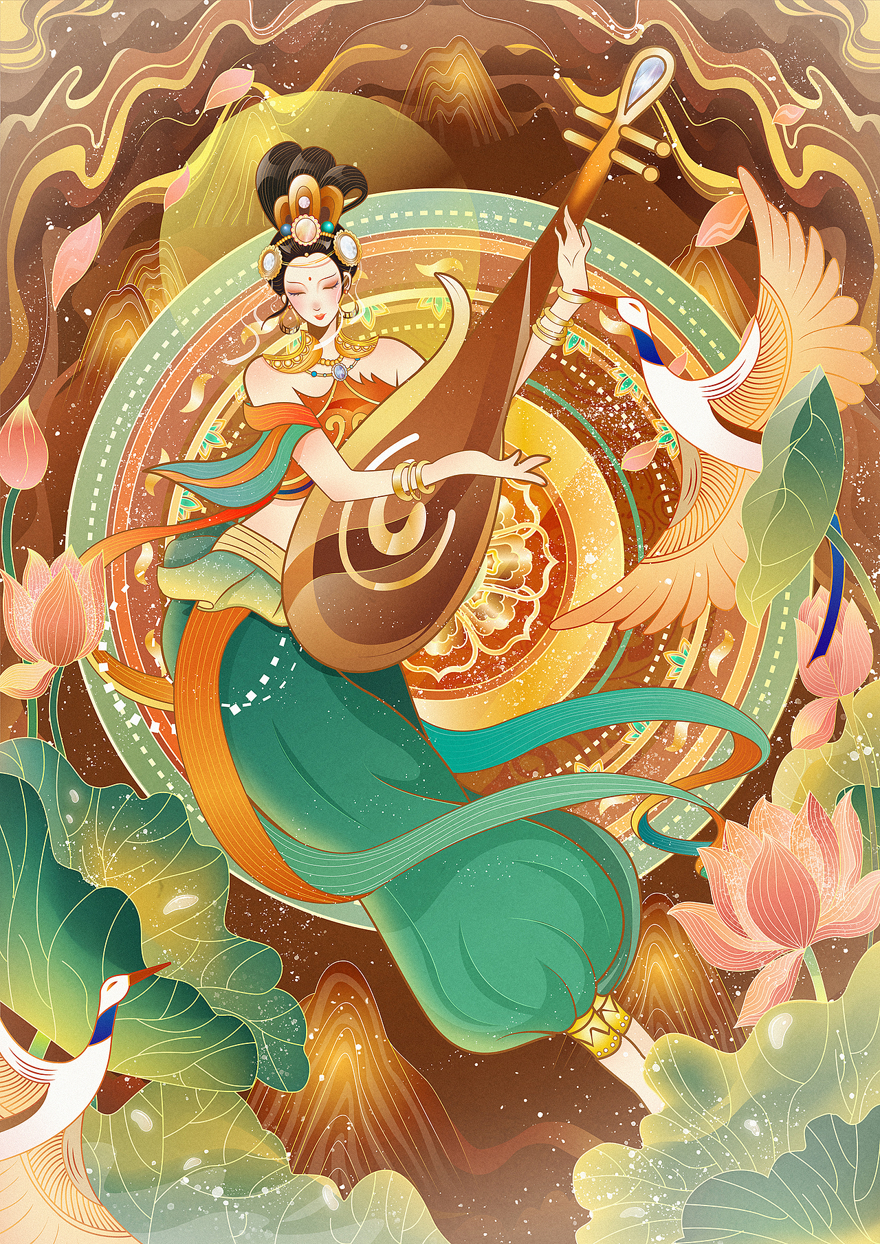 敦煌《飞天舞女》（图ZMjkyMTQ3NzA0） - 创作习作 - 站酷设计师老鹅_原创素材 - 站酷ZCOOL