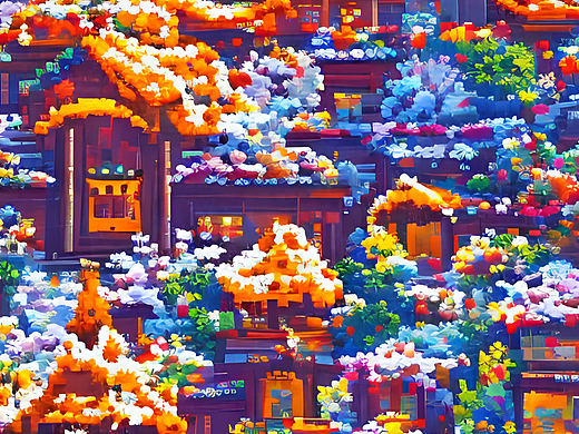 #站酷梦笔#春节 喜气洋洋 绚丽多彩 雪,像素艺术